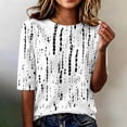 thumbnail image 2 of Domzest Womens Half Sleeve Tops Crew Neck Boho Floral Graphic Shirts Lightweight Loose Fit Dressy Casual Tunic Tops White S, 2 of 6