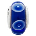 thumbnail image 2 of Blue w/ White Design Hand Blown Glass Kids Charm Sterling Silver Reflection Beads - QRS930, 2 of 5