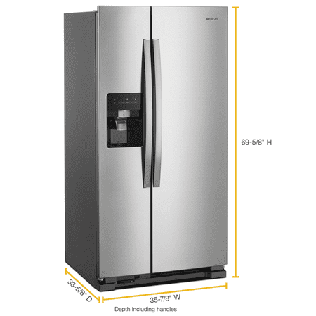 Whirlpool - 24.6 Cu. Ft. Side-by-Side Refrigerator - Monochromatic stainless steel