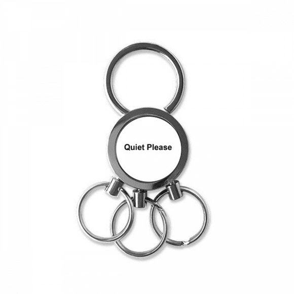 quite please warning symbol pattern stainless steel metal key holder chain keychain