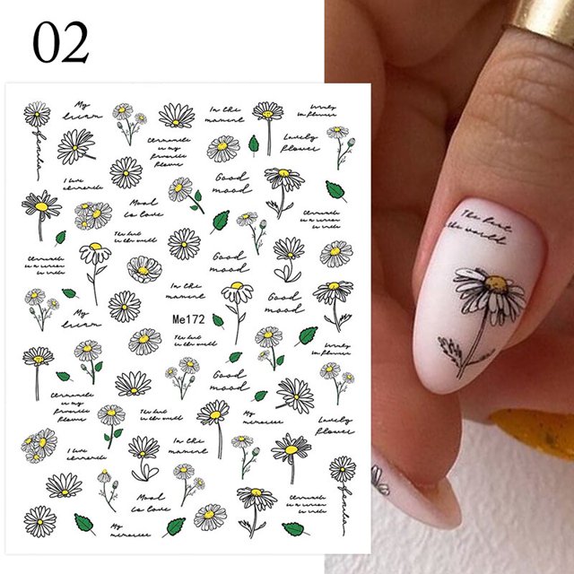 Pegatinas de uñas 3D de flores moradas, hoja verde, Floral, cereza, primavera, arte de uñas, calcomanías de agua, deslizadores, manicura, mariposa, decoración de puntas de uñas Tan Jianjun unisex