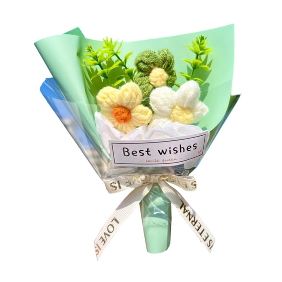 deevoka Knitted Artificial Flowers Crochet Flowers Decoration Ornament Artificial Artwork for Wedding Valentines Day Thanksgiving
