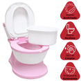 thumbnail image 2 of Baño Entrenador para Niños Sonido de Descarga Asiento Acolchado Antisalpicaduras Antideslizante Diseño Realista - Rosa, 2 of 7