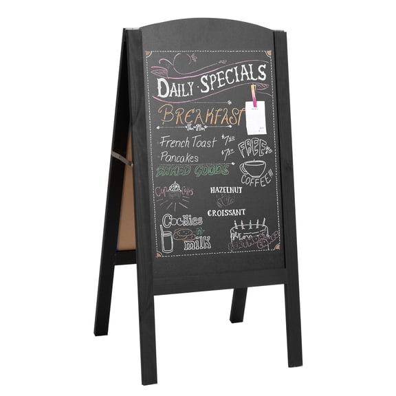 Ilyapa A-Frame Chalkboard Sidewalk Sign - 26x56 inches, Rounded Top Folding Standing Sandwich Sign – Sturdy Freestanding Black Sandwich Board, Menu Display for Restaurant, Business, or Weddings