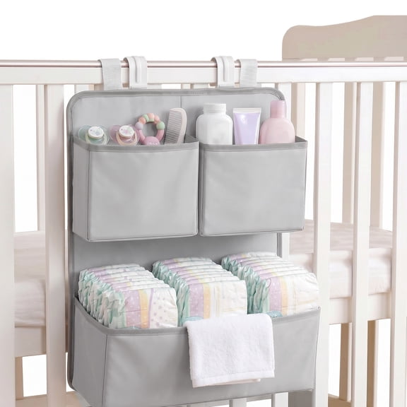 Grusce Hanging Diaper Organizer, Diaper Holder Attachment Accessories, Nursery Caddy Organizer for Bassinet/Crib/Playpen/Playard Changing Table