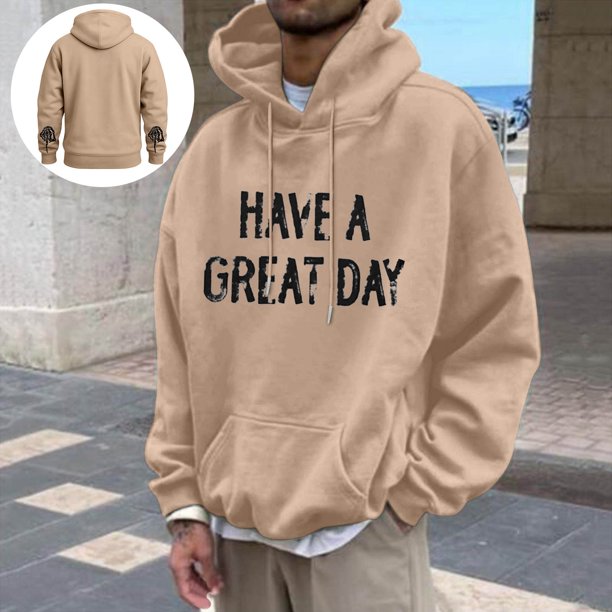 MHFRRA Sudadera con Capucha Gráfica Divertida, Informal, Cómoda y con Estampado de Letras para Uso Diario y Actividades Al Aire Libre Caqui