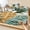 Blue, variant on Queen Size Fitted Sheet Set - Tropical Plants 3 Piece Bedding Sets 16" Deep Pocket Fitted Sheet with 2 Pillowcases, Botanical Pineapple Palm Leaf Wood Grain Brushed Microfiber Hotel Luxury Bed Sheets