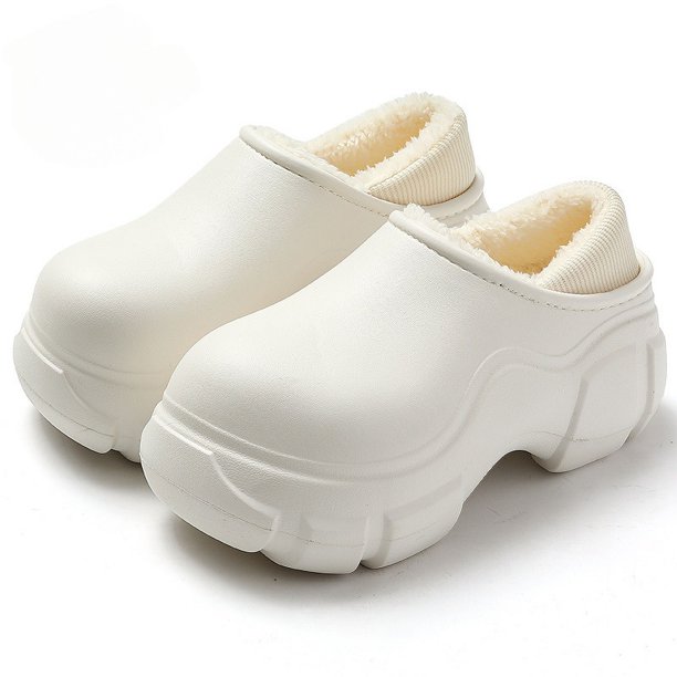 Pantuflas de felpa gruesas de invierno, suaves, para mujer, para el interior del hogar, cálidas, suaves, antideslizantes, impermeables, de EVA, de algodón