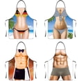 thumbnail image 4 of Delantal divertido ZTGD con personalidad, novedoso, imagen clara y real, sin mangas, con correa, impermeable, de poliéster, para hombre musculoso, delantal de cocina, suministros para el hogar, 4 of 5