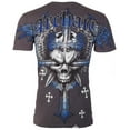 thumbnail image 2 of ARCHAIC by AFFLICTION Charcoal GRAVE KILLER Short Sleeve Slim Fit Y2K T-shirt, 2 of 8