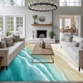 thumbnail image 3 of 5'x8' Area Rugs, Turquoise Beach Coastal Indoor Outdoor Area Rug for Living Room Bedroom, Summer Ocean Nautical Seaside Washable Bathroom Rugs Kitchen Floor Carpet Mats Home Decor Aesthetic, 3 of 8