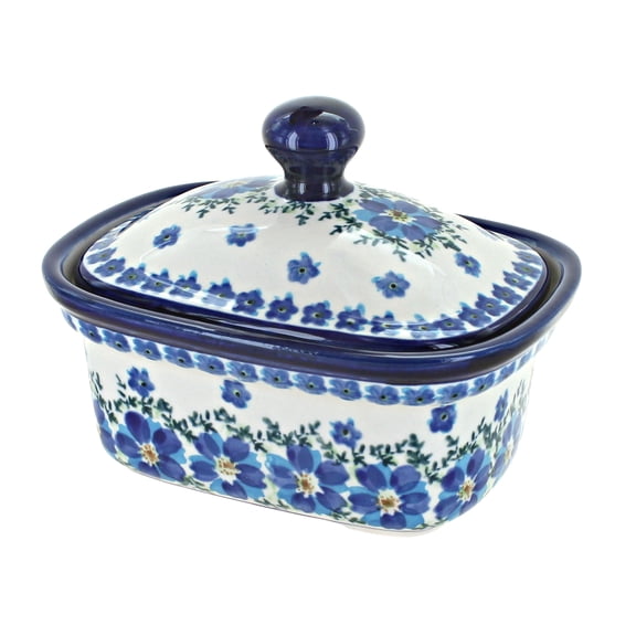 Blue Rose Polish Pottery Kalina Butter Tub