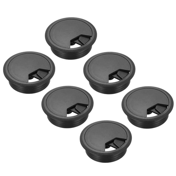 6 Pcs Desk Grommet 2 Inch(50mm), Round Desk Cord Hole Cover, Black