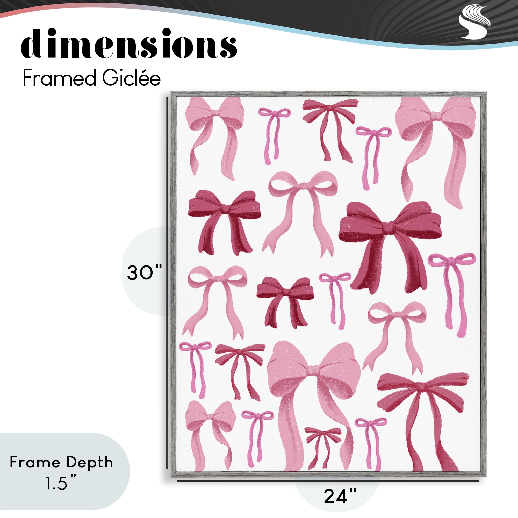 Stupell Industries Bows All Over Pink & Red Gray Framed Giclee Art, design by Marcus Prime