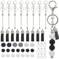thumbnail image 1 of DIY 6 Sets Beadable Keychains Making Kit Keychain Set Beadable Keychains Black White Rhinestone Beads for Key Chains Crafts Teachers Students Gifts Office School Gift Supplies, 1 of 4