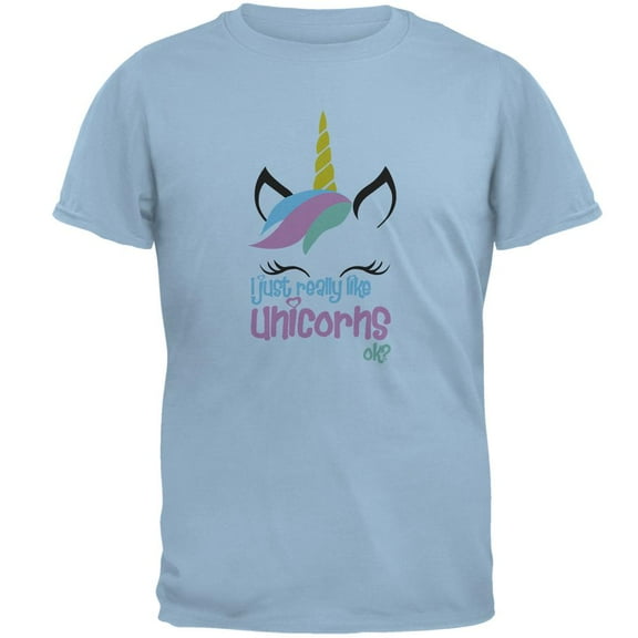 I Just Really Like Unicorns ok? Mens T Shirt Light Blue SM