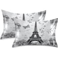 thumbnail image 2 of GZHJMY Eiffel Tower Satin Pillowcase, Soft Breathable Silk Pillow Case with Envelope Closure for Hair and Skin, King Size 40 x 20 Inch Home Decor, 2 of 7