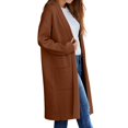 thumbnail image 3 of Baberdicy Cardigan Sweater Women's Autumn and Winter Solid Color Fashionable Thin Lapel Long Woolen Coat Casual Cardigan Women's Cardigans Brown, 3 of 8