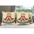 thumbnail image 2 of Ambesonne Cat Throw Pillow Cover Pack of 4, Queen Kitty Character on Money, 4 Pcs-36" x 16", Cream Hunter Green and Orange, 2 of 5