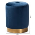 thumbnail image 5 of Bowery Hill Modern Upholstered Velvet Ottoman in Navy Blue and Gold, 5 of 6