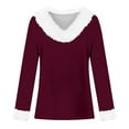 thumbnail image 4 of Women's Christmas T-Shirts Long Sleeve With Printed Collar Festive Holiday Crewneck Holiday T Shirts, 4 of 4