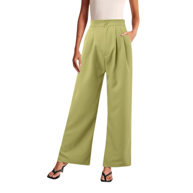 Pantalones de mezclilla afelpados mujer Gibobby Omen's anchos de pierna casual sueltos Palazzo verde S