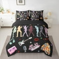 thumbnail image 2 of Manfei Colorful Music Girl Bedding Comforter Set 7-Piece,Musical Instruments Pinao King Bedding Sets,Cute Cat Bed Sheets For Princess,Ultra Soft Home Decor,Reversible, 2 of 8