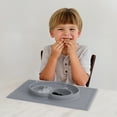 Ezpz Happy Mat (Gray) 100 Silicone Suction Plate with Builtin Placemat for Toddlers