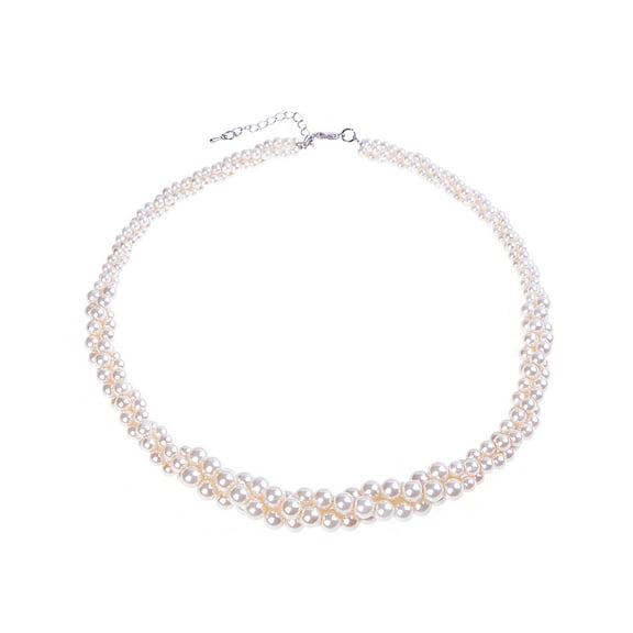 1920s Vintage Multi Strand Faux Pearl Round bead Cluster Gatsby Accessories Wedding Party Chunky Necklace 22.83"