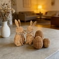 thumbnail image 5 of 5-Piece Hand-Woven Easter Bunny & Egg Decor Set, Faux Rattan Tabletop Figurines, Rustic Spring Centerpiece for Easter Party & Home Display, 5 of 9