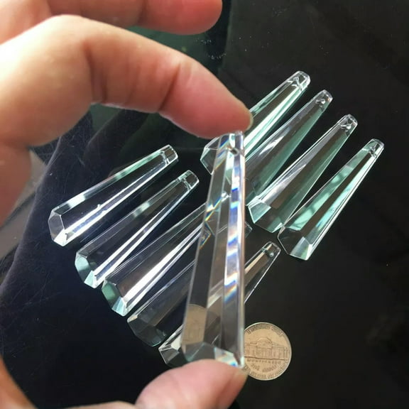 GKNET 10PC 63MM Clear Suncatcher Icicle Crystal Fengshui Prism Hanging Chandelier DIY