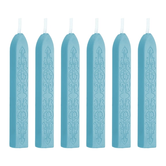 Uxcell 6 Pcs Sealing Wax Sticks, Wax Seal Sticks with Wicks Vintage Traditional Style for Stamp Seals Envelope Letter Wedding Invitations Crafting Wrapping, Tile Blue