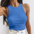 thumbnail image 2 of MEICHEN Short Tops Solid Women's Vest Color Sleeveless Tank Neck Round Women's Blouse Summer Fall Fashion Essentials Clothing, 2 of 4