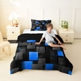 thumbnail image 3 of Manfei Abstract 3D Cube Twin Comforter Sets, Geometric Checkered Bedding Set, Black and Blue, Black Reversible 2 Pieces, 1 Comforter and 1 Pillowcase, 3 of 6