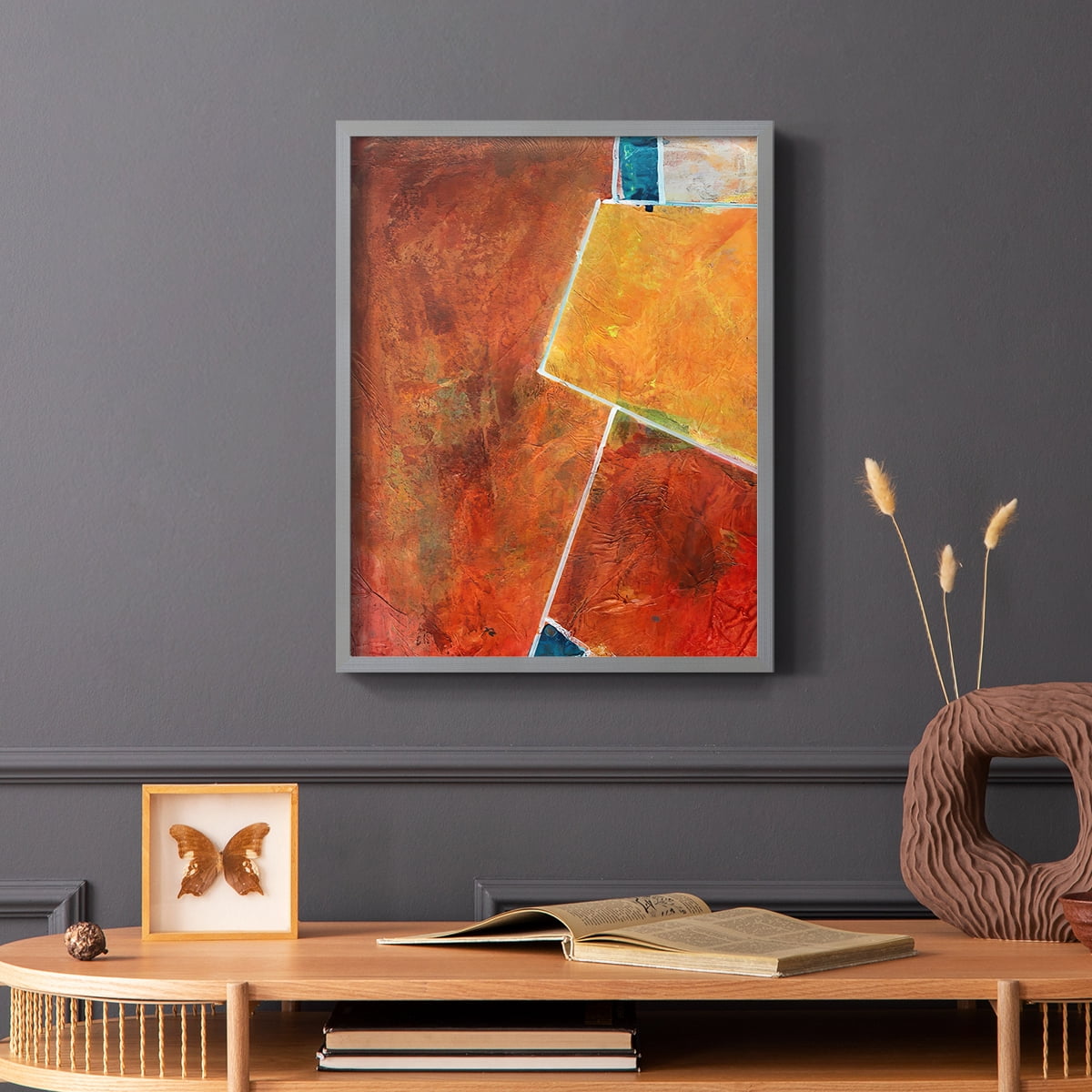 Primary Connection I Framed Print in Gray Solid Wood Framed Print No Nail Hanging