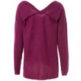 thumbnail image 2 of V-Neck Long Sleeve Solid Color Furcal T-Shirt For Women - Deep Red - XL, 2 of 4