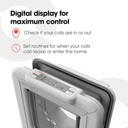 Cat Mate Elite I.D. Disc Cat Door for Entry and Exit Control with Timer Control - White