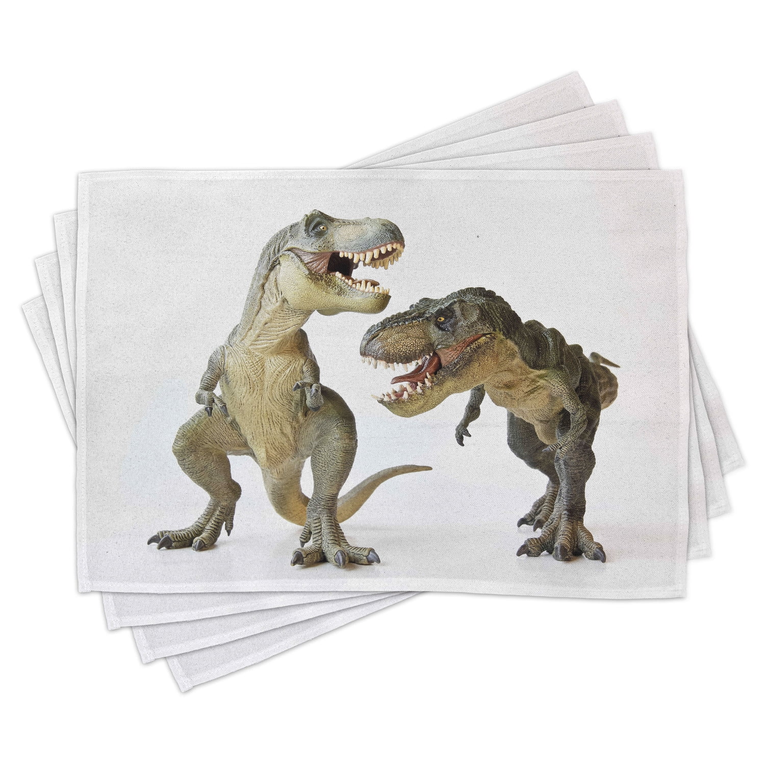 Dinosaur Placemats Set of 4 Tyrannosaurus Rex Pair Facing Off Ferocious