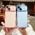 thumbnail image 3 of For iPhone 14 Plus Case,for Women Girls Soft Cute Wave Frame Curly Shape Love Heart Luxury Plating Phone Case,Luxury Slim Plating EdgeCase,Anti-slip Grip,Full camera lens protection,Blue, 3 of 6