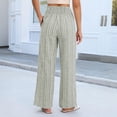 thumbnail image 4 of Women Striped Pants Loose Wide Leg Trousers Casual Low Waist Pants Comfy Lounge Pants with Pockets Light Green 2XL, 4 of 5