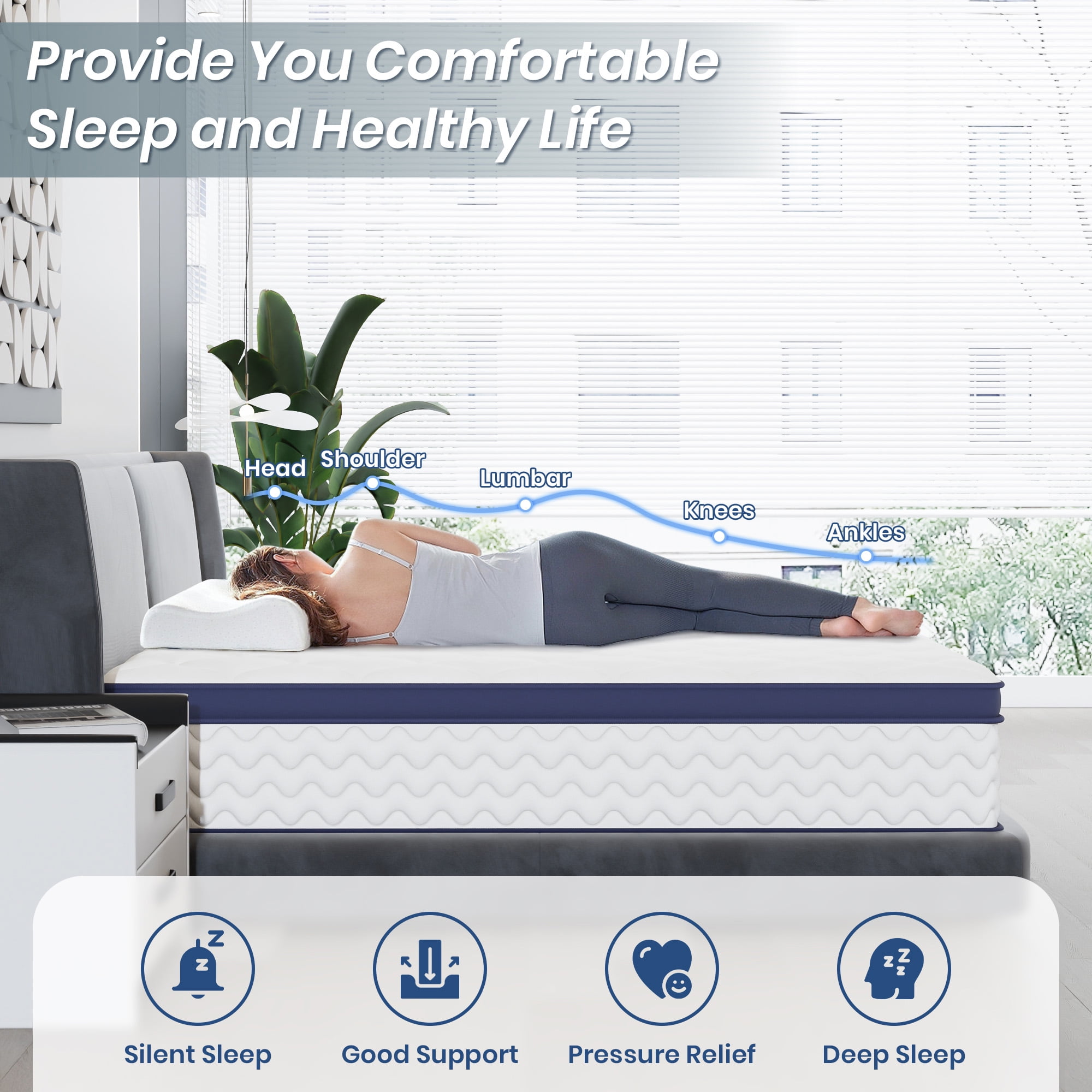 YINIX 12 Inch Hybrid Memory Foam Mattress in a Box, King