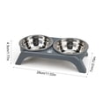 thumbnail image 3 of Cuenco doble elevado de acero inoxidable para mascotas con base segura, gran capacidad para gatos y perros, apto para lavavajillas, opciones en negro y gris., 3 of 6