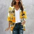 thumbnail image 2 of Htigea Women's Chiffon Cardigans Fashion Print 3/4 Sleeve Thin Lightweight Cardigan Tops Open Front Cardigans Yellow,M, 2 of 5