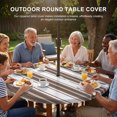 thumbnail image 3 of Round Outdoor Tablecloth with Umbrella Hole and Zipper, Brown Striped Tablecloth with Elastic Waterproof, Modern Thin Line Vertical Stripes Patio Table Covers for 55" - 60" Picnic Pool Tables, 3 of 9