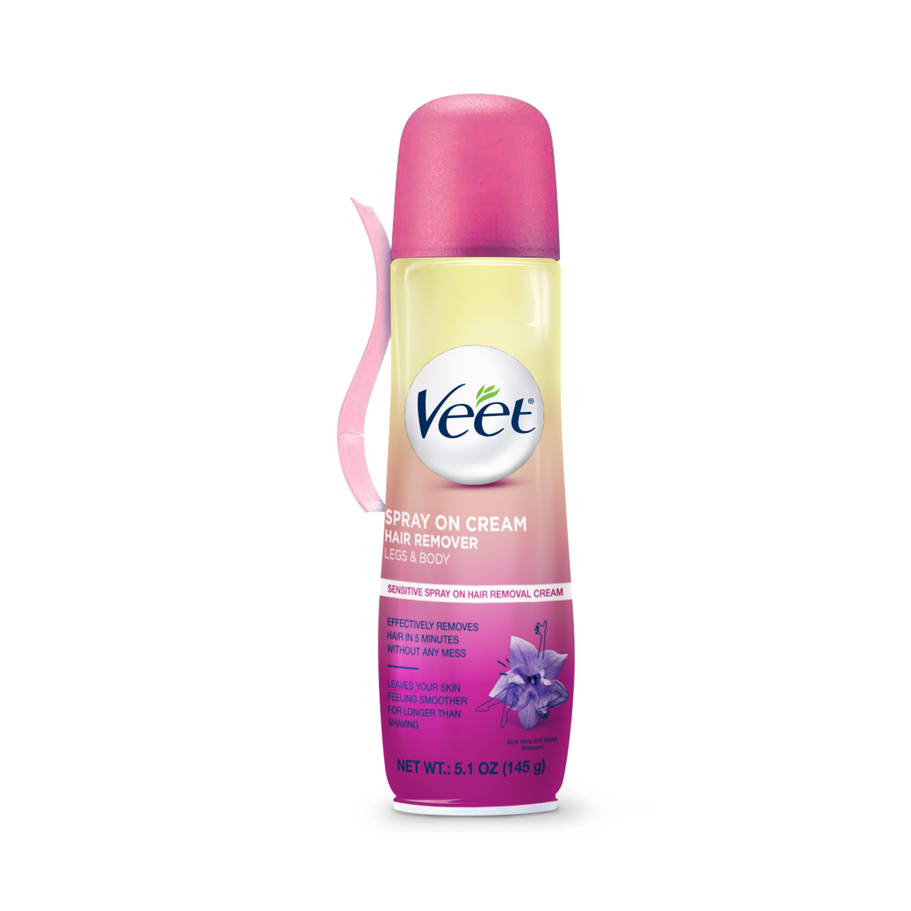 Hair Removal Cream – VEET Legs & Body 3 in 1 Spray On Hair Removal Cream,  Sensitive Formula with Aloe Vera and Vitamin E,  oz Spray Can -  