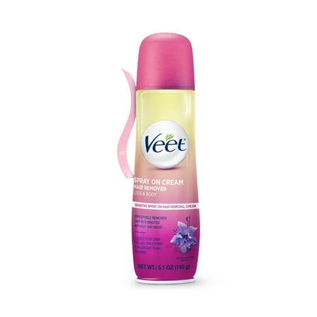 Hair Removal Cream – VEET Legs & Body 3 in 1 Spray On Hair Removal Cream  Sensitive Formula with Aloe Vera and Vitamin E  5.1 oz Spray Can