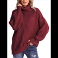 thumbnail image 1 of Suéter de Cuello Alto, Larga, Estilo Globo, Liso, para Mujer, para Invierno y Otoño. Vino Tinto XL, 1 of 5