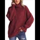 thumbnail image 1 of Suéter de Cuello Alto, Larga, Estilo Globo, Liso, para Mujer, para Invierno y Otoño. Vino Tinto XL, 1 of 5