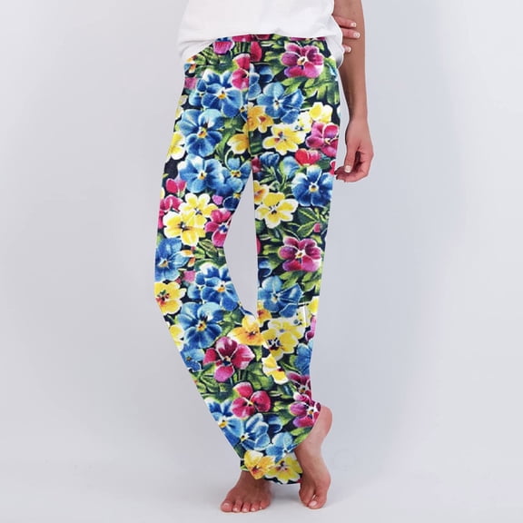 SOOMLON Womens Pajama Pants Cozy Funny Graphic Pajama Bottoms Adult Tall Warm Winter Lounge Sleepwear Pjs Pants Stretchy Cozy Wide Leg Pants Nightwear Colorful XL