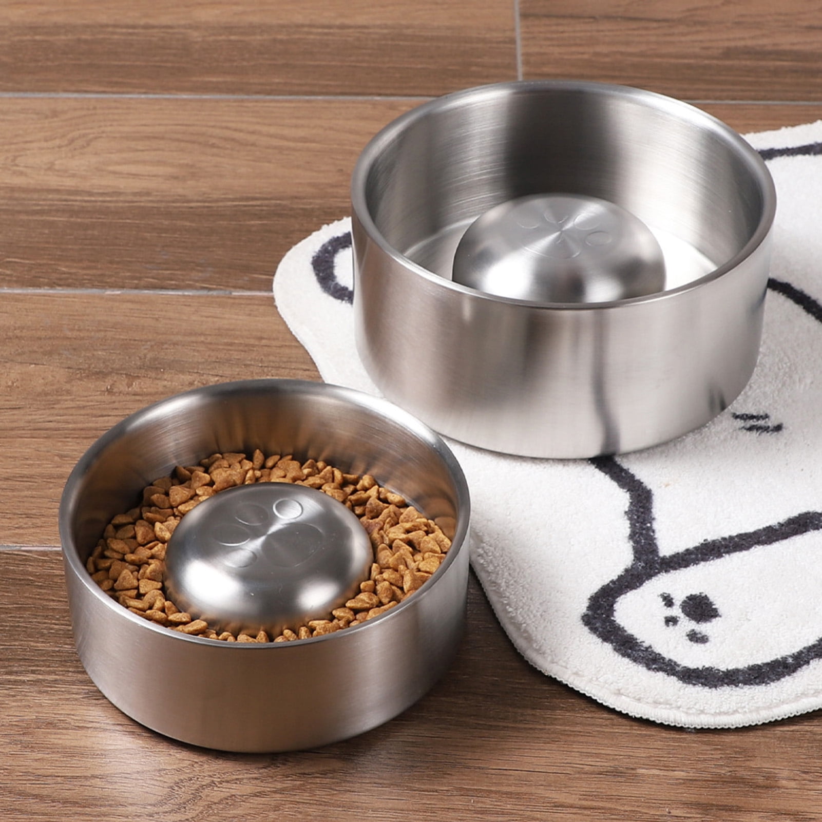 Suodoka Slow Feeder Dog Bowls Stainless Steel Slip Resistant Pet Feeding Bowl Small 6.7 in / 17 cm